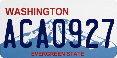 WA license plate ACA0927