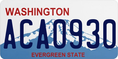 WA license plate ACA0930