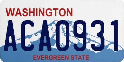 WA license plate ACA0931