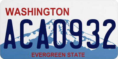 WA license plate ACA0932