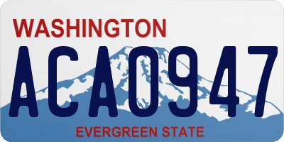 WA license plate ACA0947
