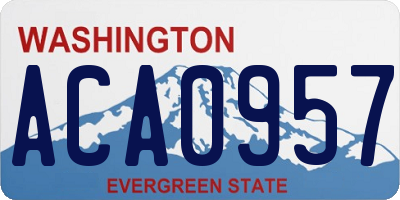 WA license plate ACA0957
