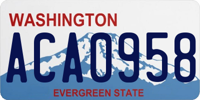 WA license plate ACA0958