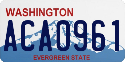 WA license plate ACA0961