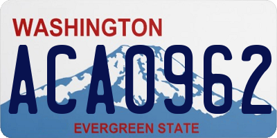 WA license plate ACA0962