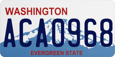WA license plate ACA0968