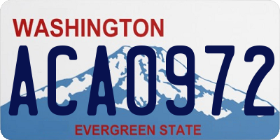 WA license plate ACA0972