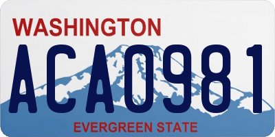 WA license plate ACA0981
