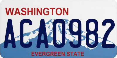 WA license plate ACA0982