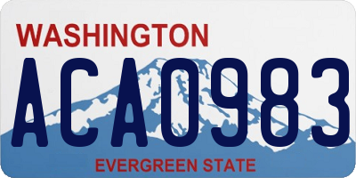 WA license plate ACA0983