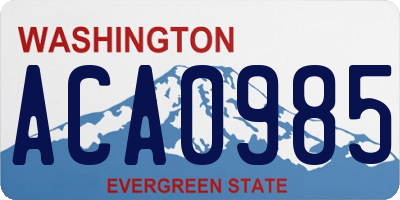 WA license plate ACA0985