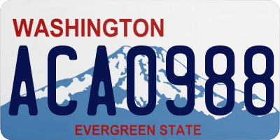 WA license plate ACA0988