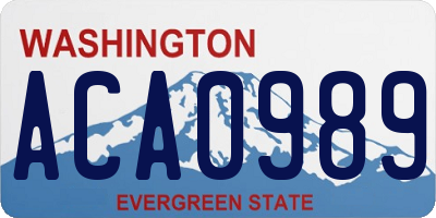 WA license plate ACA0989