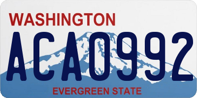 WA license plate ACA0992