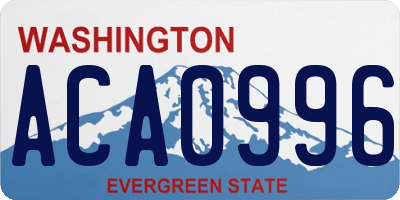 WA license plate ACA0996