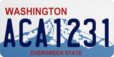 WA license plate ACA1231