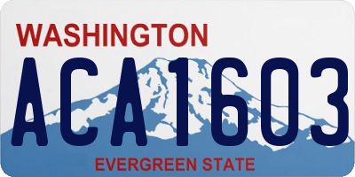 WA license plate ACA1603