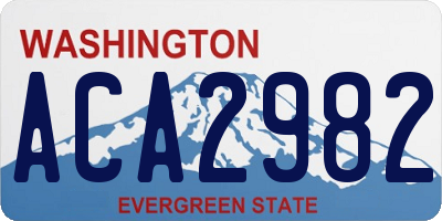 WA license plate ACA2982