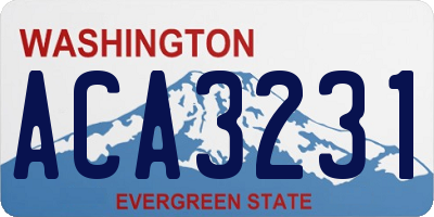 WA license plate ACA3231