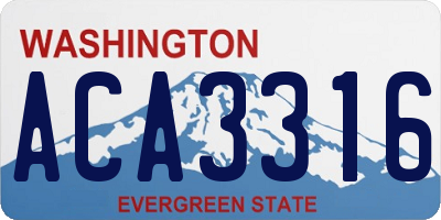 WA license plate ACA3316