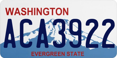 WA license plate ACA3922