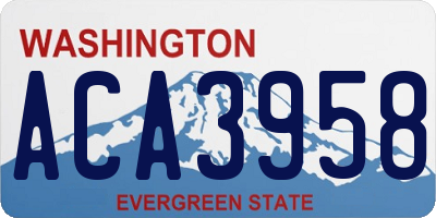 WA license plate ACA3958