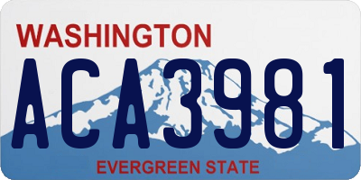 WA license plate ACA3981