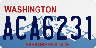 WA license plate ACA6231