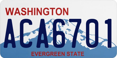 WA license plate ACA6701