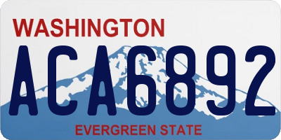 WA license plate ACA6892