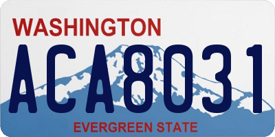 WA license plate ACA8031