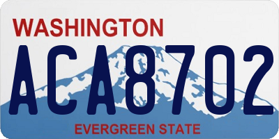 WA license plate ACA8702