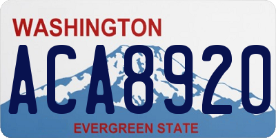 WA license plate ACA8920