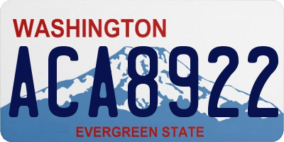 WA license plate ACA8922