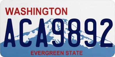 WA license plate ACA9892