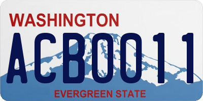 WA license plate ACB0011