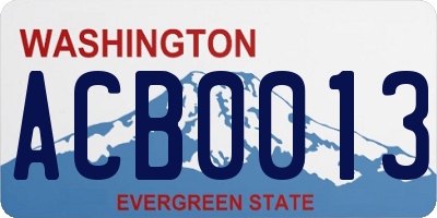 WA license plate ACB0013