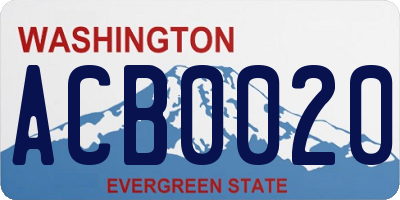 WA license plate ACB0020