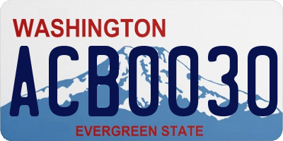WA license plate ACB0030