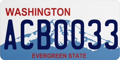 WA license plate ACB0033