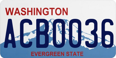 WA license plate ACB0036