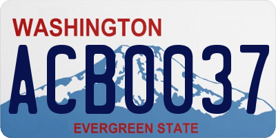 WA license plate ACB0037