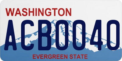WA license plate ACB0040