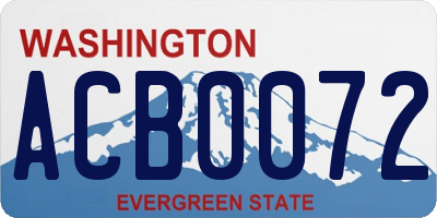 WA license plate ACB0072