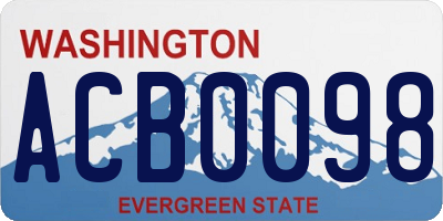 WA license plate ACB0098