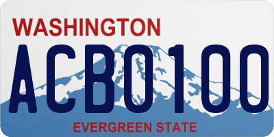 WA license plate ACB0100