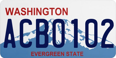 WA license plate ACB0102