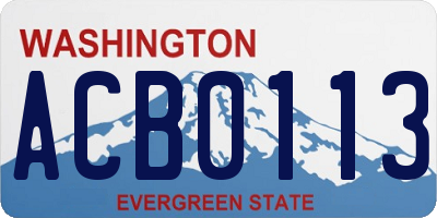 WA license plate ACB0113