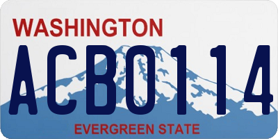 WA license plate ACB0114