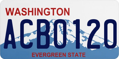 WA license plate ACB0120